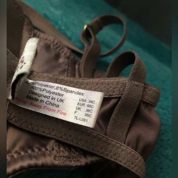 Caramel satin 36-C plunge bra , Tallulah Love Lingerie, UK London. Barely worn - Picture 8 of 11